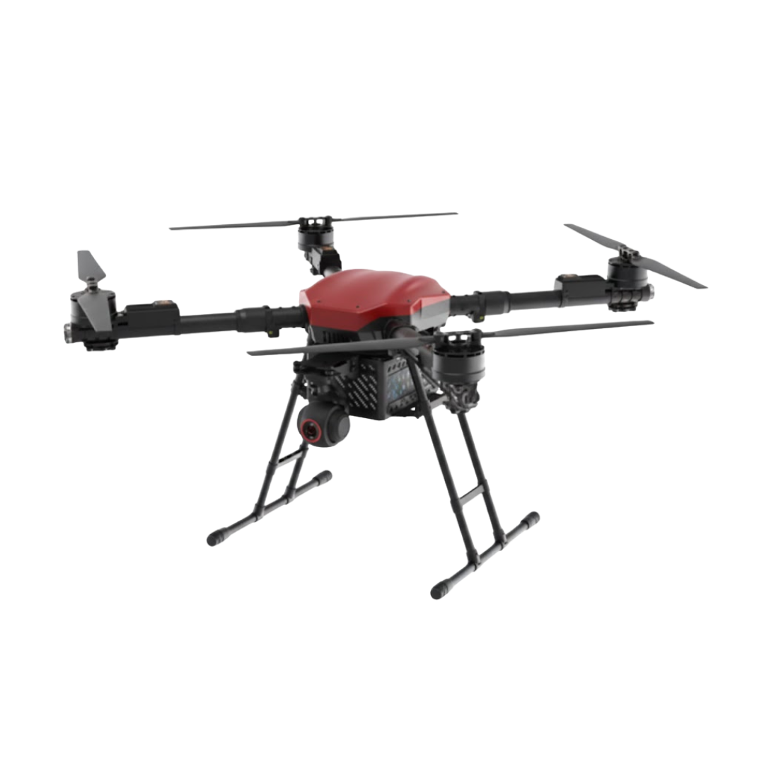 Drone Drone de Sécurité Publique et de Sauvetage (10kg) Lannkin en vol de nuit avec projecteur LED activé